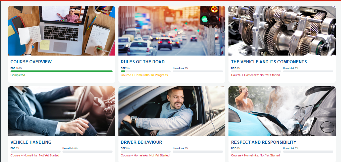 Screenshot – Choose the module that is currently in progress
