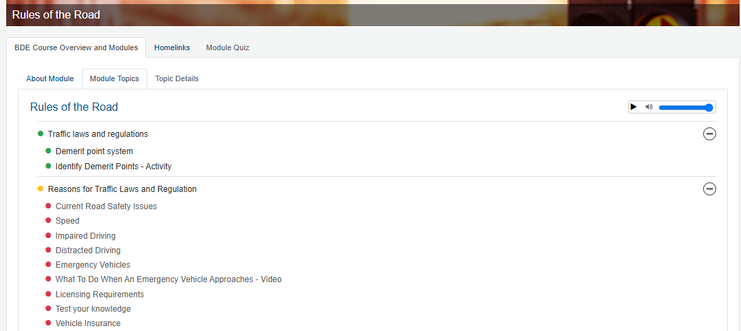 Screenshot – Continue from the first unfinished activity